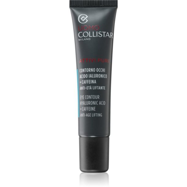 Collistar Linea Uomo Attivi Puri Eye Contour Hyaluronic Acid + Caffeine Eye Contour озаряващ крем за околоочната зона с Anti-age ефект 15 мл.