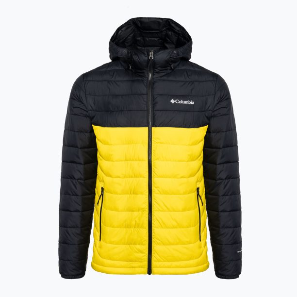 Columbia Powder Lite Hooded мъжко пухено яке черно/жълто 1693931