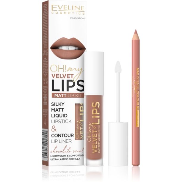 Eveline Cosmetics OH! my LIPS Velvet комплект за устни 14 Choco Truffle 1 бр.