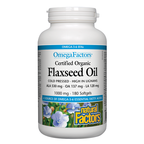 Flaxseed Oil/ Ленено масло 1000 mg х 180 софтгел капсули Natural Factors на ниска цена