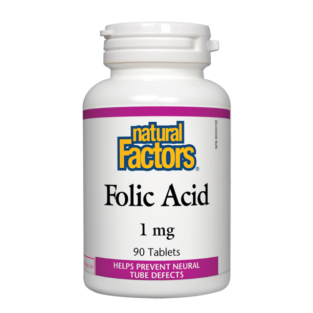 Folic Acid/ Фолиева киселина 1 mg х 90 таблетки Natural Factors на ниска цена