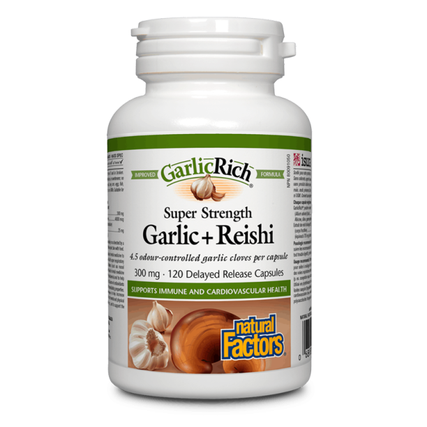 GarlicRich® Super Strength Garlic+Reishi / Чесън + Рейши x 120 капсули Natural Factors на ниска цена