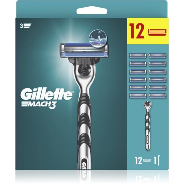 Gillette Mach3 самобръсначка + резервни остриета 12 бр. на ниска цена