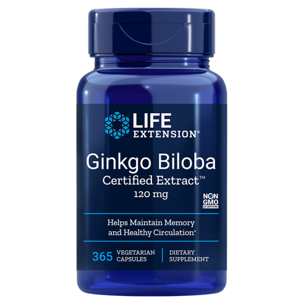 Ginkgo Biloba Certified Extract™ / Гинко билоба 120 mg х 365 капсули Life Extension на ниска цена