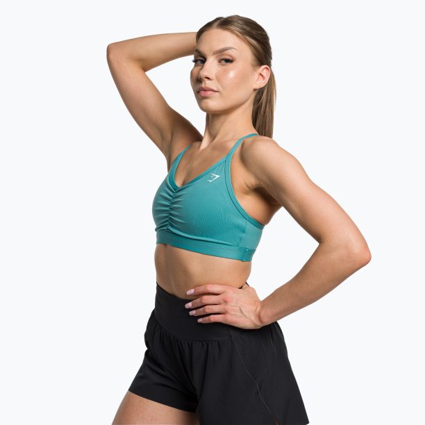 Gymshark Ruched Training Спортен сутиен fauna teal fitness