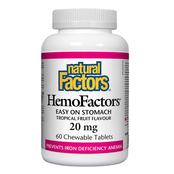 HemoFactors® / Желязо 20 mg х 60 дъвчащи таблетки Natural Factors на ниска цена