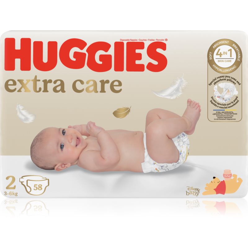 Huggies Extra Care Size 2 еднократни пелени 3-6 kg 58 бр.