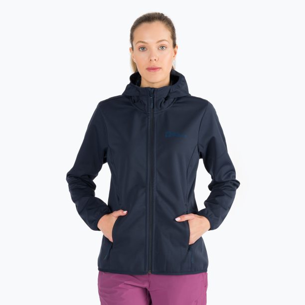 Jack Wolfskin дамско софтшел яке Windhain Hoody тъмносиньо 1307481_1010