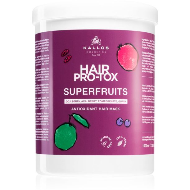 Kallos Hair Pro-Tox Superfruits регенерираща маска за уморена коса без блясък 1000 мл.