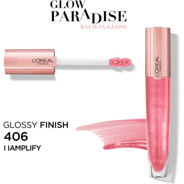 L’Oréal Paris Glow Paradise Balm in Gloss блясък за устни с хиалуронова киселина цвят 406 I Amplify 7 мл. купи на топ цена