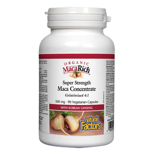 MacaRich® Organic Maca Concentrate 4:1/ Мака 500 mg х 90 капсули Natural Factors на ниска цена