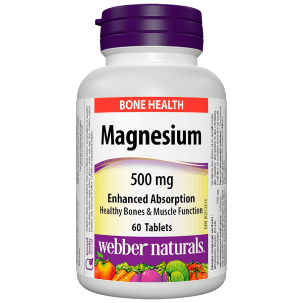 Magnesium/ Магнезий 500 mg x 60 таблетки с оптимална абсорбция Webber Naturals на ниска цена