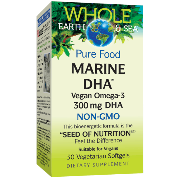 Marine DHA™ Vegan Omega-3 Whole Earth & Sea®/ Веган Омега-3 от микроводорасли 300 mg x 30 софтгел капсули Natural Factors на ниска цена