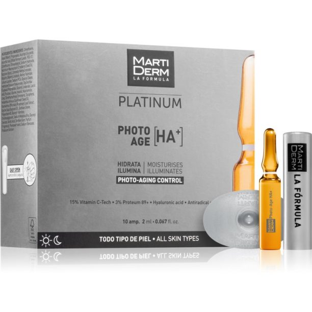 MartiDerm Platinum Photo Age HA+ серум против стареене на кожата в ампули с витамин С 10x2 мл.