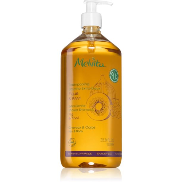 Melvita Extra-Gentle Shower Shampoo душ шампоан за коса и тяло Fig & Kiwi 1000 мл.