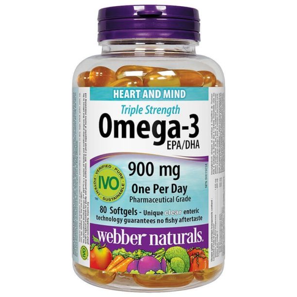 Omega-3 Triple Strength / Омега-3 900 mg x 80 софтгел капсули Webber Naturals на ниска цена