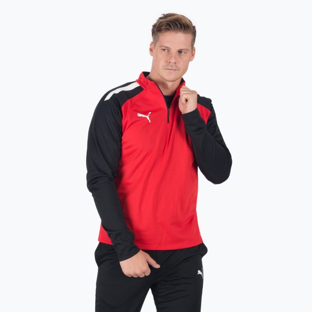 PUMA Teamliga 1/4 Zip Top футболен суитшърт червено/черно 657236_01