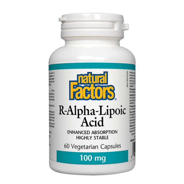 R-Alpha-Lipoic Acid/ Алфа-липоева киселина (R-форма) 100 mg x 60 капсули Natural Factors на ниска цена