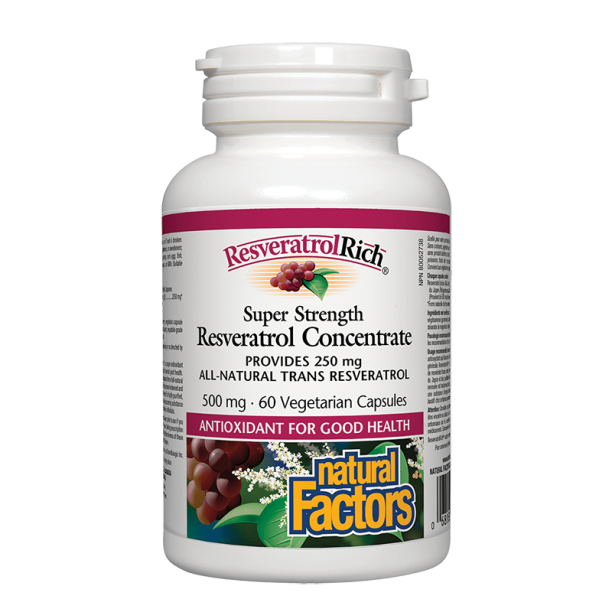 ResveratrolRich® Resveratrol Concentrate/ Ресвератрол супер концентрат 500 mg х 60 капсули Natural Factors на ниска цена