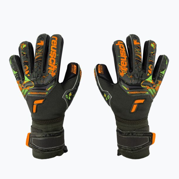 Reusch Attrakt Gold X Finger Support Младши вратарски ръкавици зелено-черни 5372050-5555