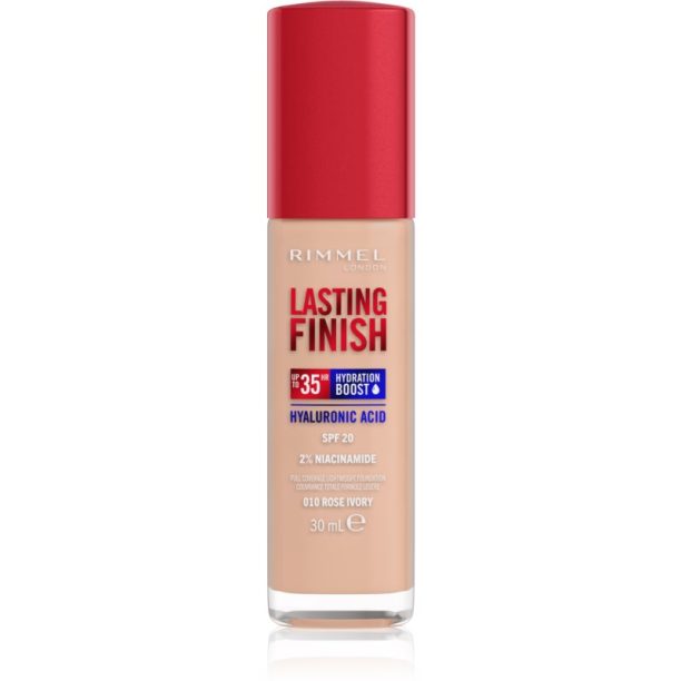 Rimmel Lasting Finish 35H Hydration Boost хидратиращ фон дьо тен SPF 20 цвят 010 Rose Ivory 30 мл.