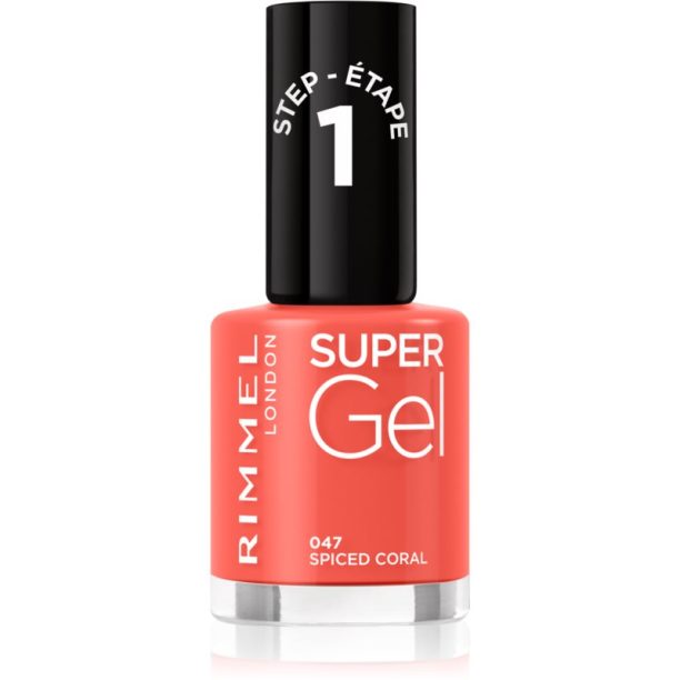 Rimmel Super Gel гел лак за нокти без използване на UV/LED лампа цвят 047 Spiced Coral 12 мл.