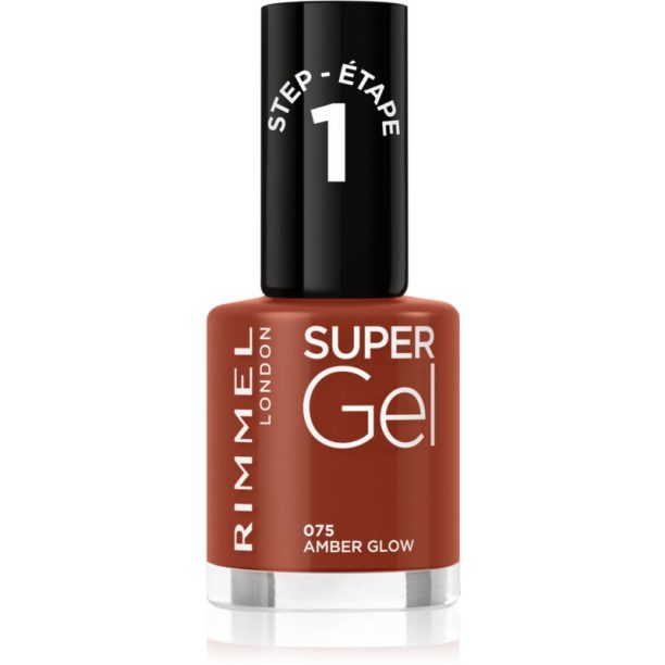 Rimmel Super Gel гел лак за нокти без използване на UV/LED лампа цвят 075 Amber Glow 12 мл.