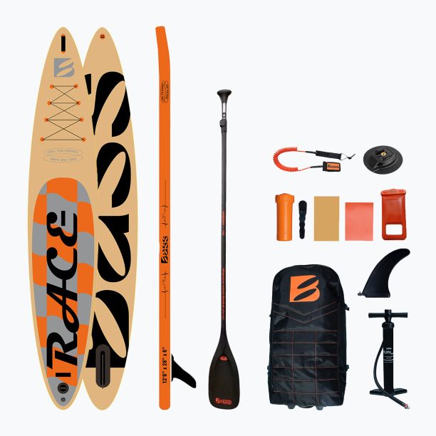 SUP дъска Bass Race 12'6" PRO + Extreme Pro M+ orange