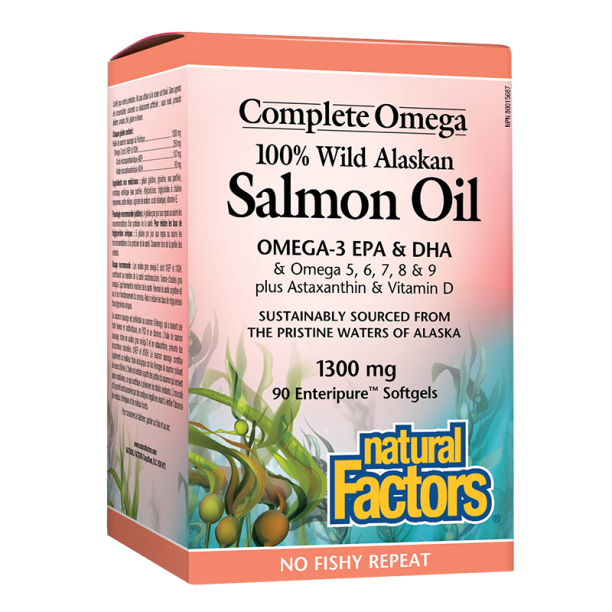 Salmon Oil 100% Wild Alaskan/ Дива сьомга (масло) от Аляска 1300 mg х 90 софтгел капсули Natural Factors на ниска цена