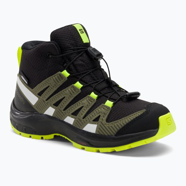 Salomon Xa Pro V8 Mid CSWP детски ботуши за трекинг черни/дълбоко лишейно зелено/y