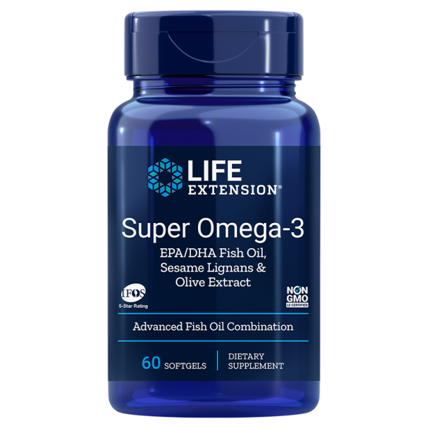 Super Omega-3 / Омега-3 от риба с добавени Лигнан от сусам и Маслина х 60 софтгел капсули Life Extension на ниска цена