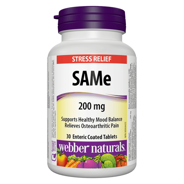 SАМе (S-Adenosyl-L-Methionine)/ САМе 200 mg x 30 стомашно-устойчиви таблетки Webber Naturals на ниска цена