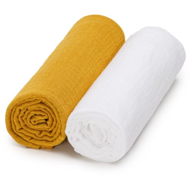 T-TOMI Muslin Diapers White + Mustard 2 бр.