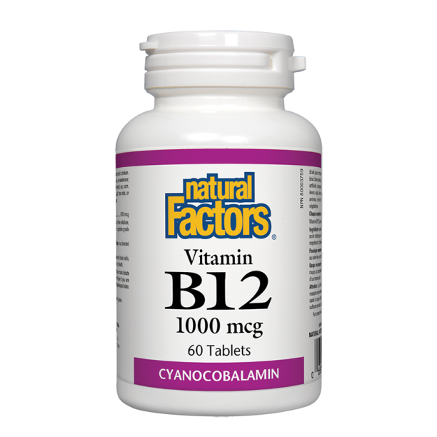 Vitamin B12/ Витамин В12 (цианокобаламин) 1000 mcg х 60 таблетки Natural Factors на ниска цена