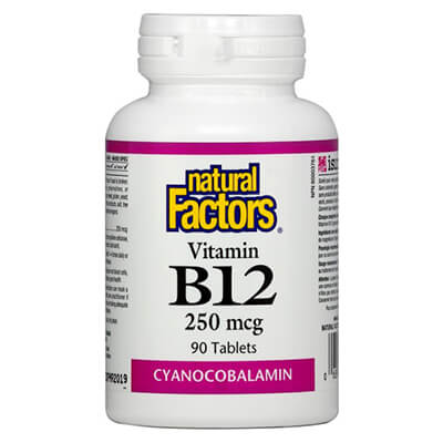 Vitamin B12/ Витамин В12 (цианокобаламин) 250 mcg х 90 таблетки Natural Factors на ниска цена