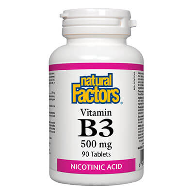 Vitamin B3/ Витамин В3 (никотинова киселина) 500 mg х 90 таблетки Natural Factors на ниска цена