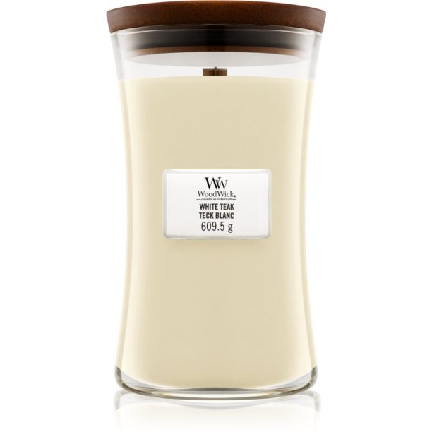 Woodwick White Teak ароматна свещ  с дървен фитил 609.5 гр.