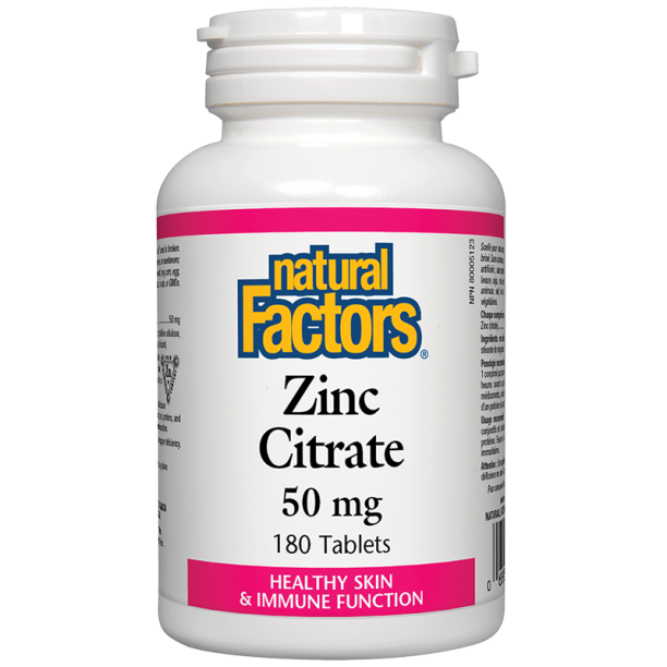 Zinc Citrate / Цинк (цитрат) 50 mg х 180 таблетки Natural Factors на ниска цена