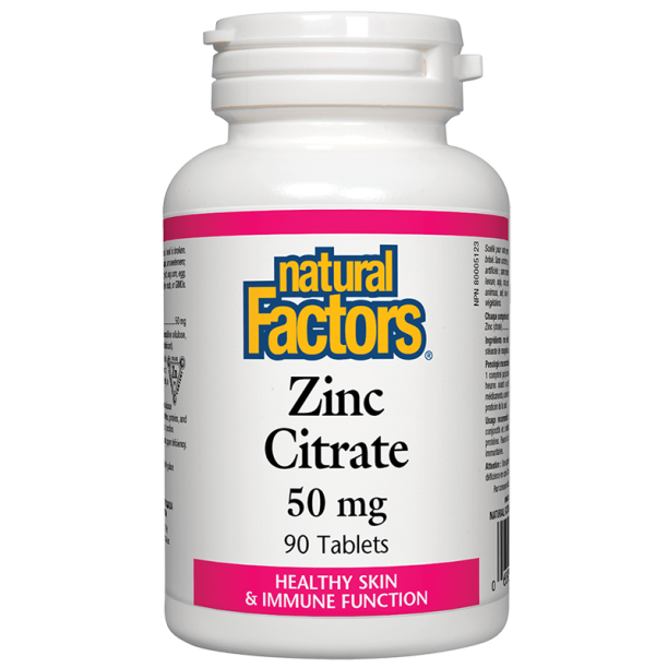 Zinc Citrate / Цинк (цитрат) 50 mg х 90 таблетки Natural Factors на ниска цена