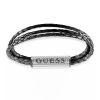 Гривна от неръждаема стомана и кожа Guess