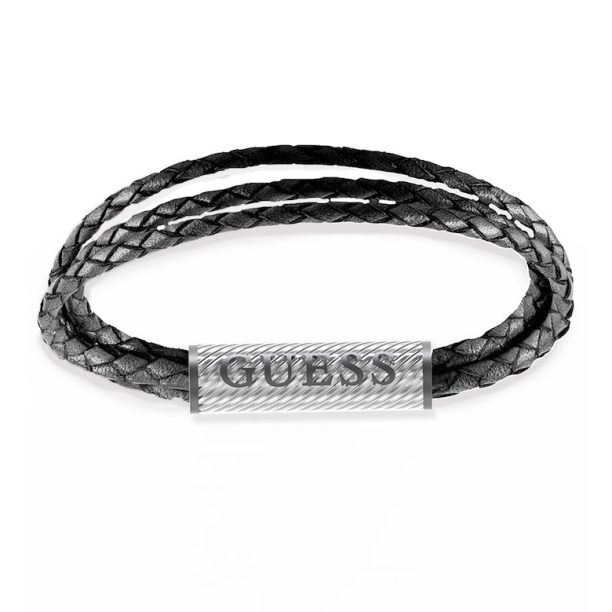 Гривна от неръждаема стомана и кожа Guess