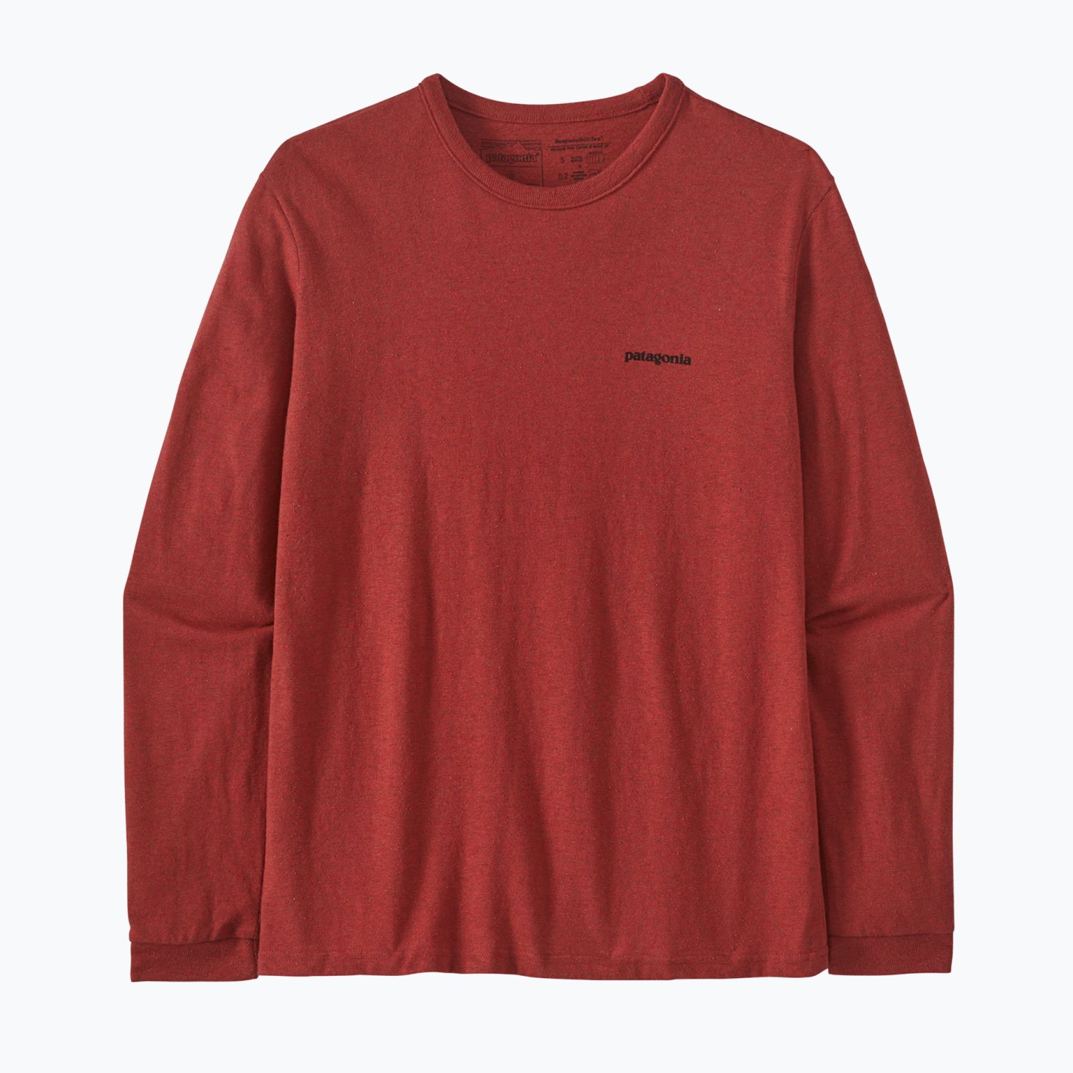 Дамска тениска за трекинг Patagonia P-6 Logo Responsibili-Tee LS burl red