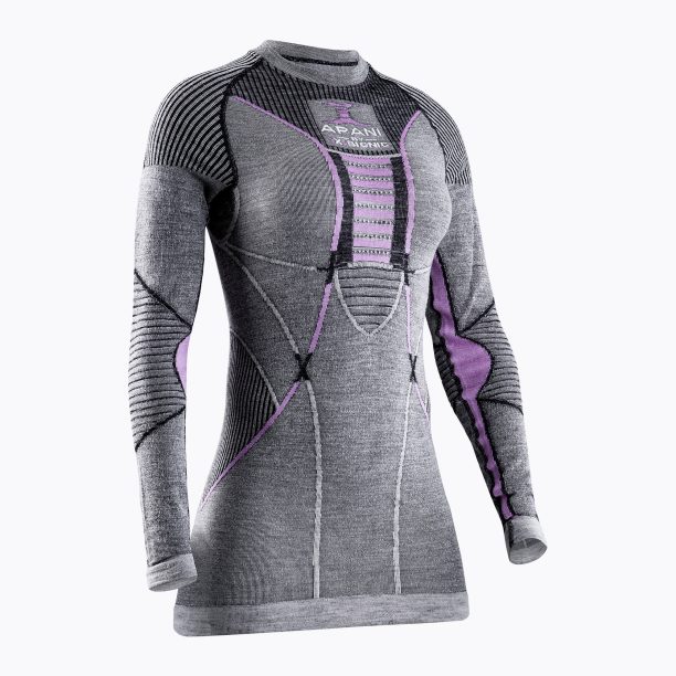 Дамска термо тениска X-Bionic Apani 4.0 Merino сиво/лилаво APWT06W19W