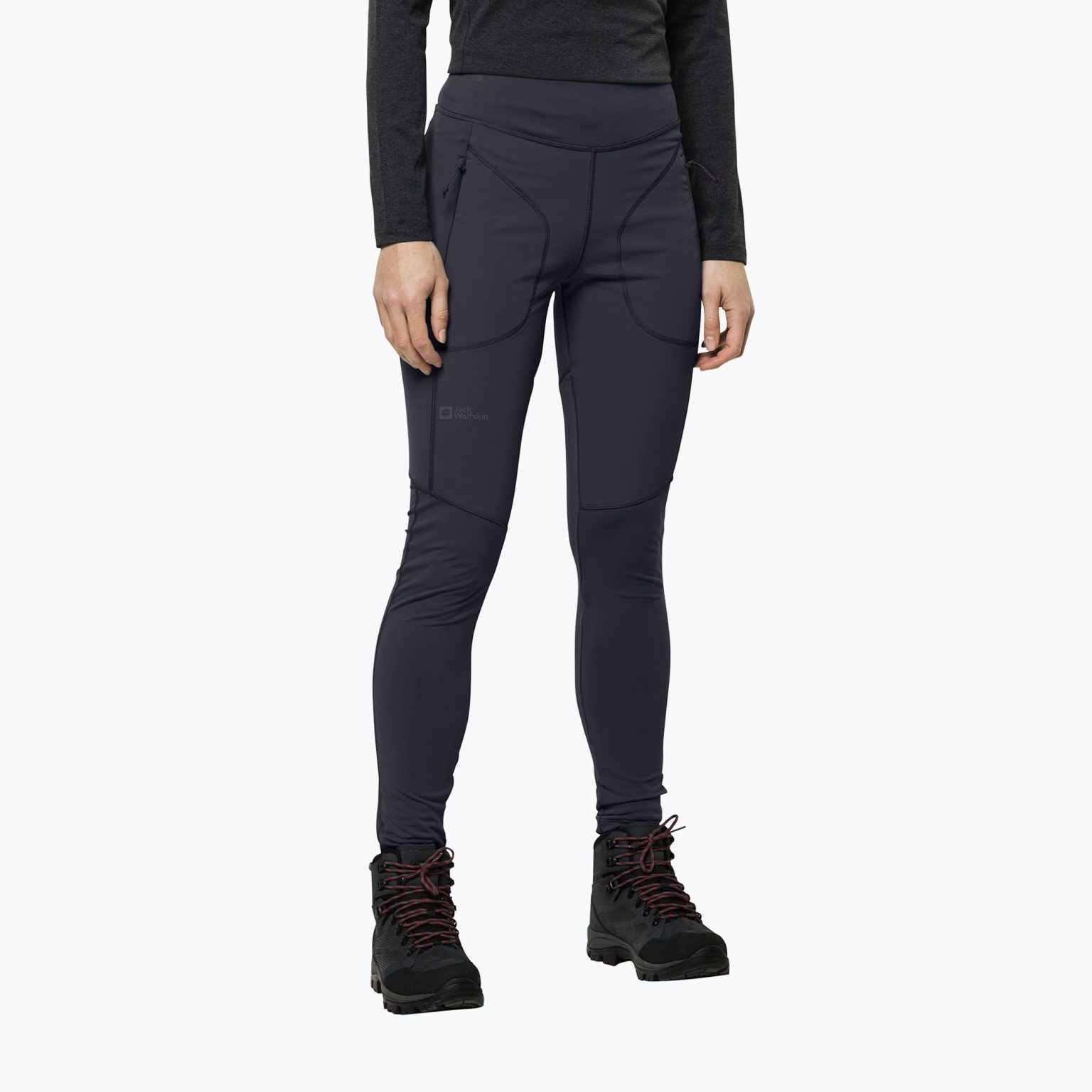 Дамски гамаши за трекинг Jack Wolfskin Salmaser Tights сив 1507781