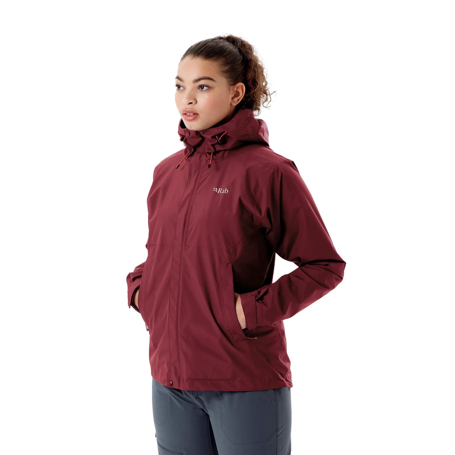 Дамско дъждобранно яке Rab Downpour Eco burgundy QWG-83-HD-08