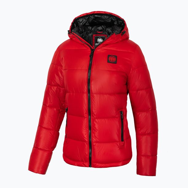 Дамско яке с пух Pitbull West Coast Shine Quilted Hooded red