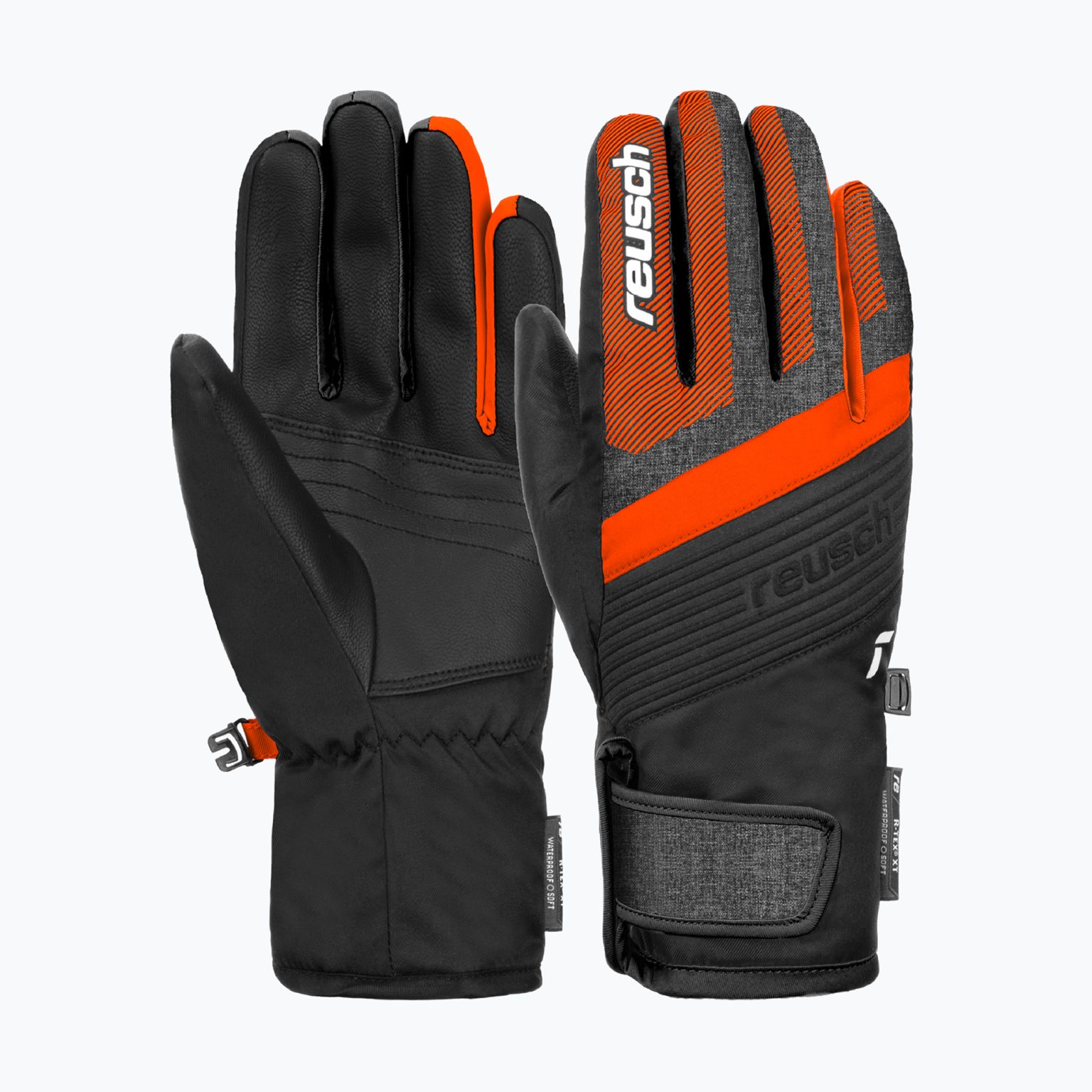 Детски ски ръкавици Reusch Duke R-Tex XT black/black melange/shocking orange