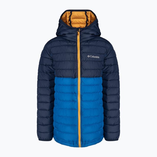 Детско пухено яке Columbia Powder Lite с качулка bright indigo/collegiate navy