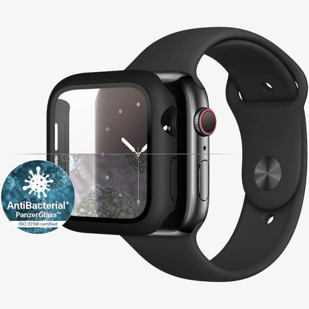 Защитно фолио  3641 от стъкло за Apple Watch Series 4/5/6/SE - 44 мм - Прозрачен/Цяла Черна рамка PanzerGlass