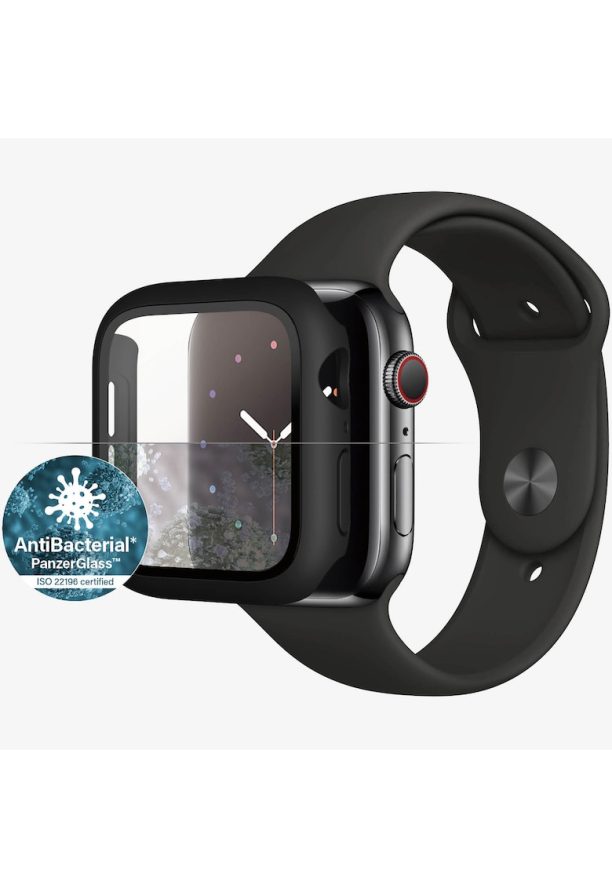 Защитно фолио  3641 от стъкло за Apple Watch Series 4/5/6/SE - 44 мм - Прозрачен/Цяла Черна рамка PanzerGlass